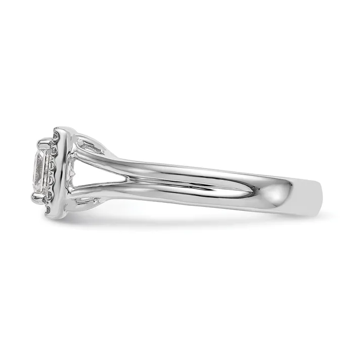 Goldiacom Rings 14kw Princess Halo Simulated Diamond Split Shank Engagement Ring