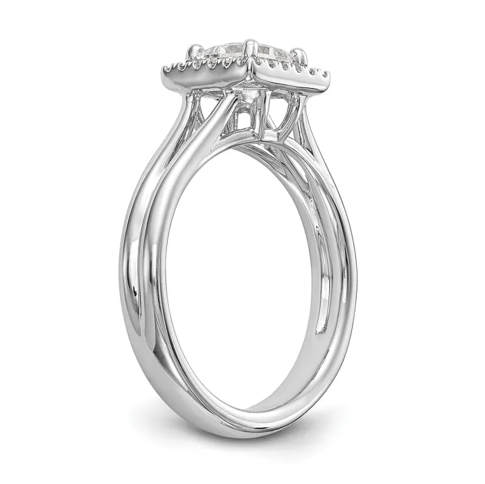 Goldiacom Rings 14kw Princess Halo Simulated Diamond Split Shank Engagement Ring