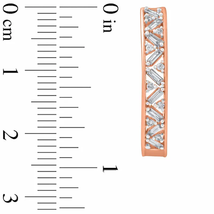Goldia Earrings 02 CT TW Baguette and Round Diamond Hoop Earring in 10K Rose Gold Goldia Earrings 02 CT TW Baguette and Round Diamond Hoop Earring in 10K Rose Gold