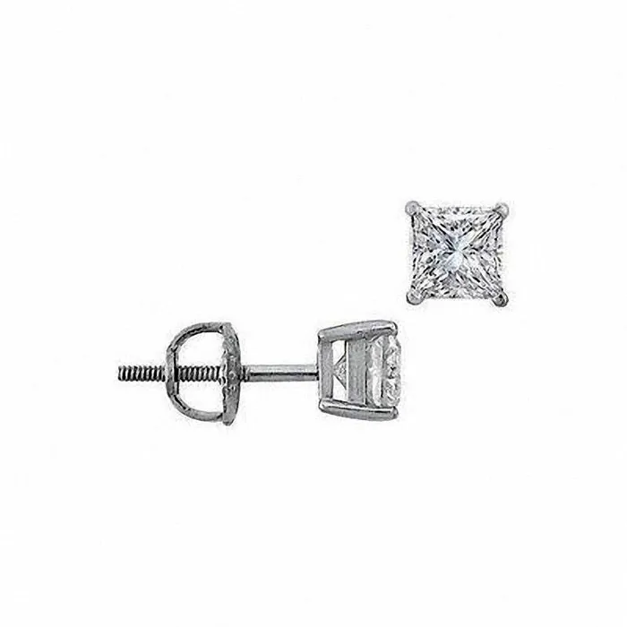 Goldia Earrings 025 CT TW Certified PrincessCut Diamond Solitaire Stud Earrings in 18K White Gold ISI2 Goldia Earrings 025 CT TW Certified PrincessCut Diamond Solitaire Stud Earrings in 18K White Gold ISI2