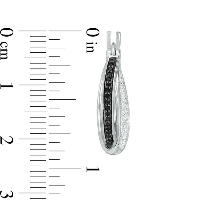 Goldia Earrings 025 CT TW Enhanced Black and White Diamond CrissCross Hoop Earrings in 10K White Gold Goldia Earrings 025 CT TW Enhanced Black and White Diamond CrissCross Hoop Earrings in 10K White Gold