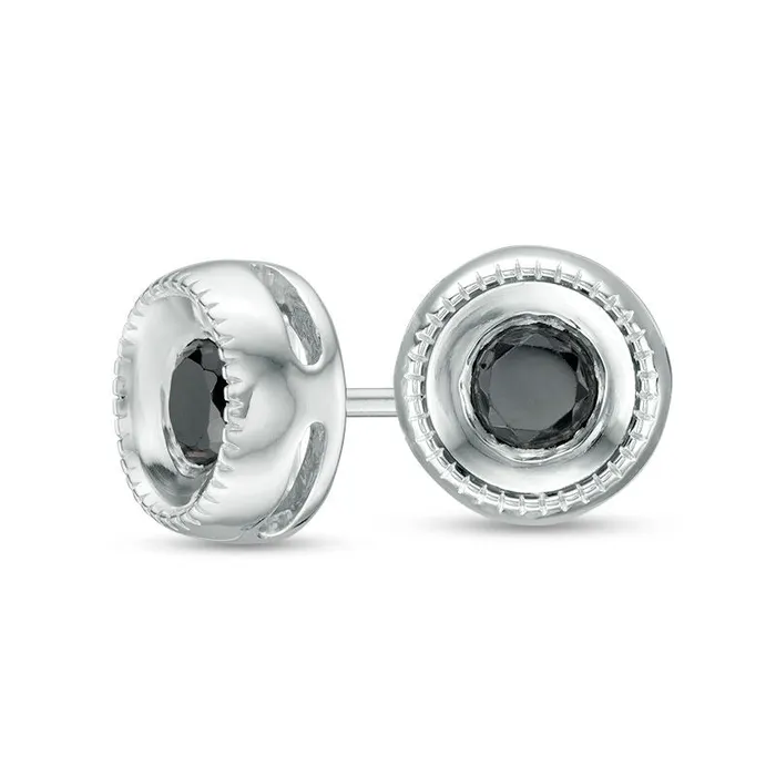 Goldia Earrings 025 CT TW Enhanced Black Diamond BezelSet Solitaire VintageStyle Stud Earrings in 10K White Gold Goldia Earrings 025 CT TW Enhanced Black Diamond BezelSet Solitaire VintageStyle Stud Earrings in 10K White Gold