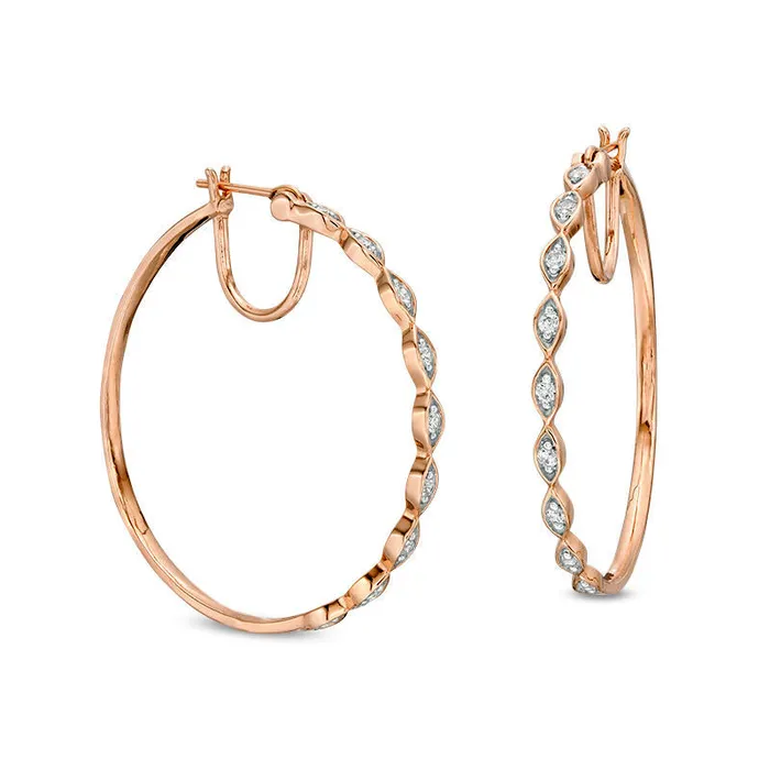 Goldia Earrings 033 CT TW Diamond Marquise Hoop Earrings in 10K Rose Gold Goldia Earrings 033 CT TW Diamond Marquise Hoop Earrings in 10K Rose Gold