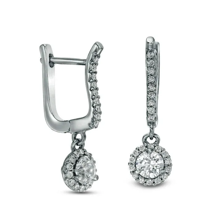 Goldia Earrings 075 CT TW Diamond Frame Drop Earrings in 10K White Gold Goldia Earrings 075 CT TW Diamond Frame Drop Earrings in 10K White Gold
