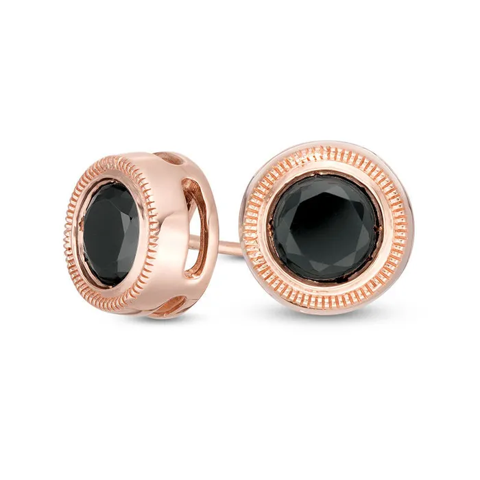 Goldia Earrings 1 CT TW Enhanced Black Diamond BezelSet Solitaire VintageStyle Stud Earrings in 10K Rose Gold Goldia Earrings 1 CT TW Enhanced Black Diamond BezelSet Solitaire VintageStyle Stud Earrings in 10K Rose Gold