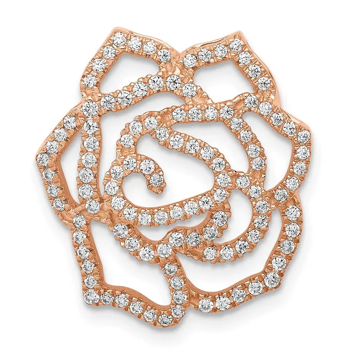 Goldia Earrings 14k Rose Gold Real Diamond Fancy Flower Chain Slide