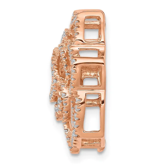 Goldia Earrings 14k Rose Gold Real Diamond Fancy Flower Chain Slide
