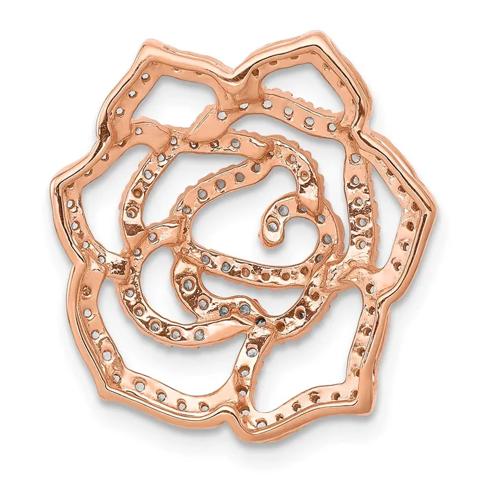 Goldia Earrings 14k Rose Gold Real Diamond Fancy Flower Chain Slide