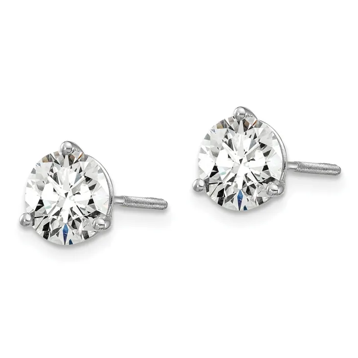 Goldia Earrings 14k White Gold 1 12 ctw Certified Lab Grown Diamond VSSI G Round 3 Prong Heavy Wt Screwback Stud Earrings