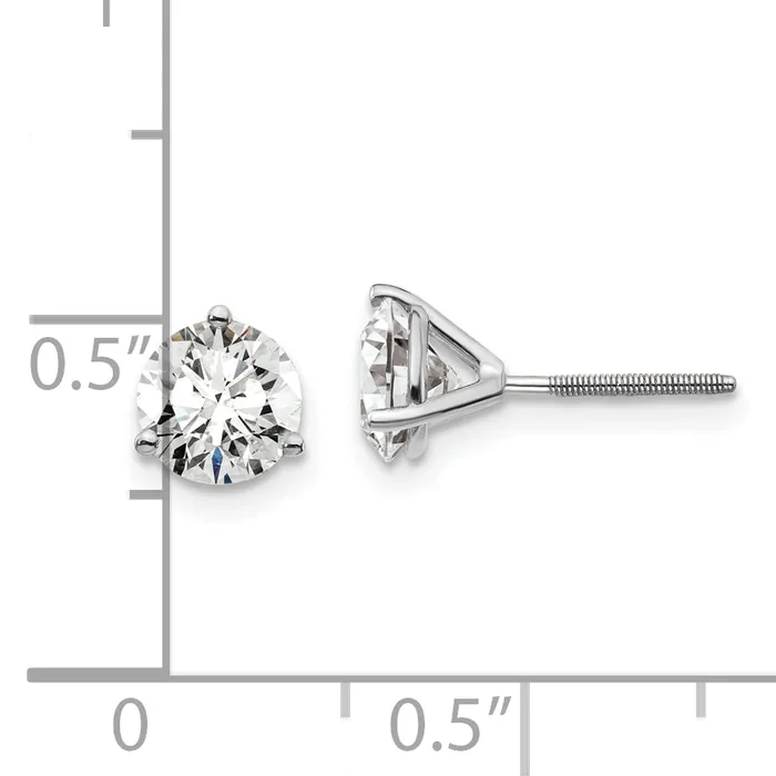 Goldia Earrings 14k White Gold 1 12 ctw Certified Lab Grown Diamond VSSI G Round 3 Prong Heavy Wt Screwback Stud Earrings