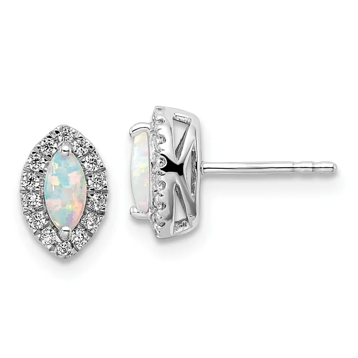 Goldia Earrings 14k White Gold 15 Ct Lab Grown Diamond VSSI G and Lab Created Opal October Birthstone Post Earrings Goldia Earrings 14k White Gold 15 Ct Lab Grown Diamond VSSI G and Lab Created Opal October Birthstone Post Earrings