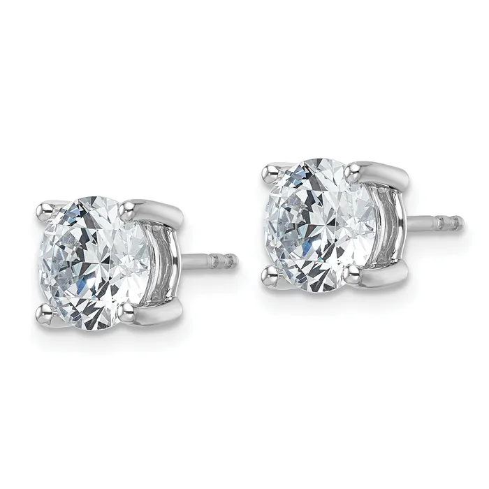 Goldia Earrings 14k White Gold 4 ctw Lab Grown Diamond VSSI G Round 4 Prong Heavy Wt Stud Earrings