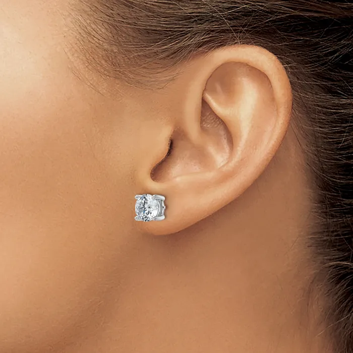 Goldia Earrings 14k White Gold 4 ctw Lab Grown Diamond VSSI G Round 4 Prong Heavy Wt Stud Earrings