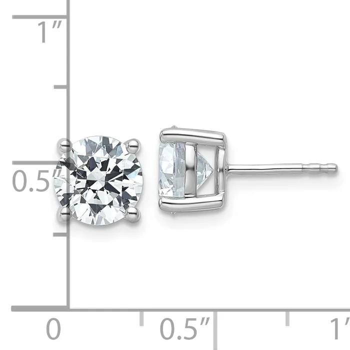 Goldia Earrings 14k White Gold 4 ctw Lab Grown Diamond VSSI G Round 4 Prong Heavy Wt Stud Earrings