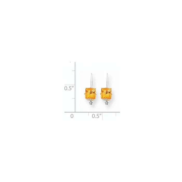 Goldia Earrings 14k White Gold 5mm Princess Cut Citrine Leverback Earrings