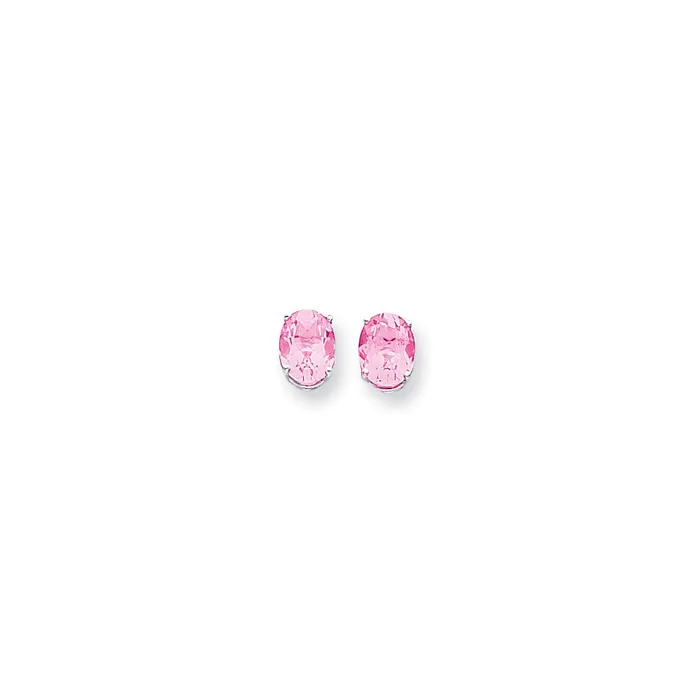 Goldia Earrings 14k White Gold 9x7mm Oval Pink Tourmaline earring