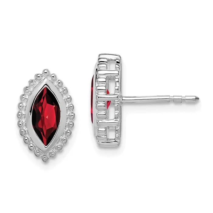 Goldia Earrings 14k White Gold Marquise Garnet Post Earrings