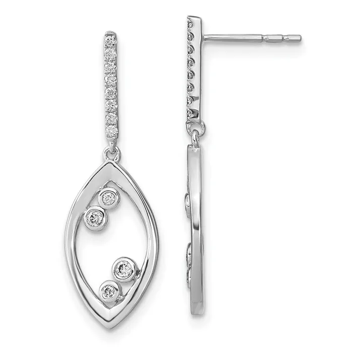 Goldia Earrings 14k White Gold Polished Fancy Dangle Real Diamond Post Earrings