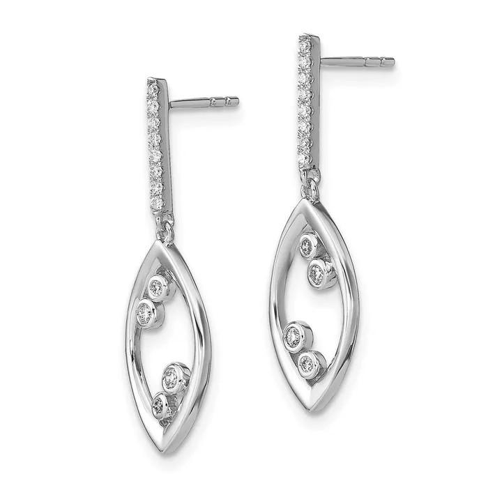Goldia Earrings 14k White Gold Polished Fancy Dangle Real Diamond Post Earrings