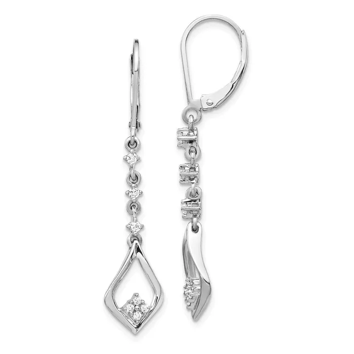 Goldia Earrings 14k White Gold Real Diamond Leverback Dangle Earrings