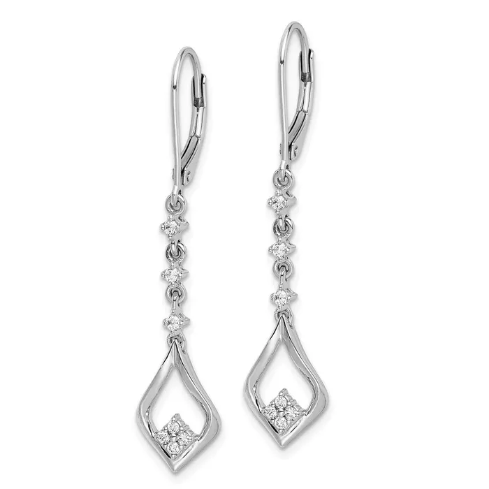 Goldia Earrings 14k White Gold Real Diamond Leverback Dangle Earrings