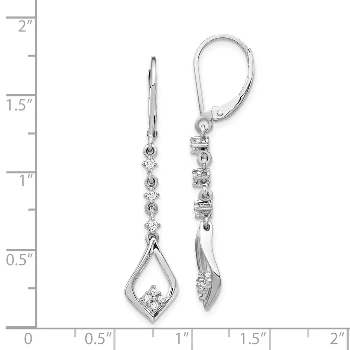 Goldia Earrings 14k White Gold Real Diamond Leverback Dangle Earrings