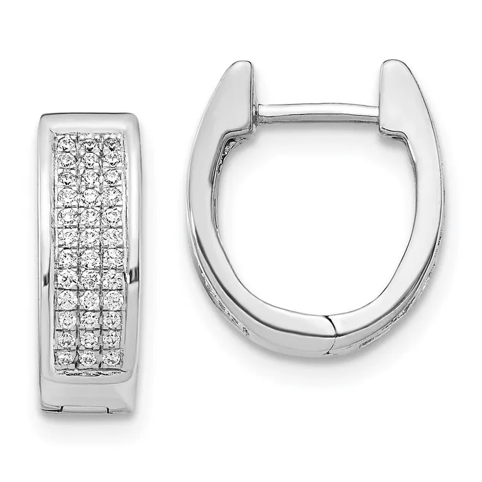Goldia Earrings 14k White Gold Real Diamond Small Hinged Oval Hoop Earrings Goldia Earrings 14k White Gold Real Diamond Small Hinged Oval Hoop Earrings