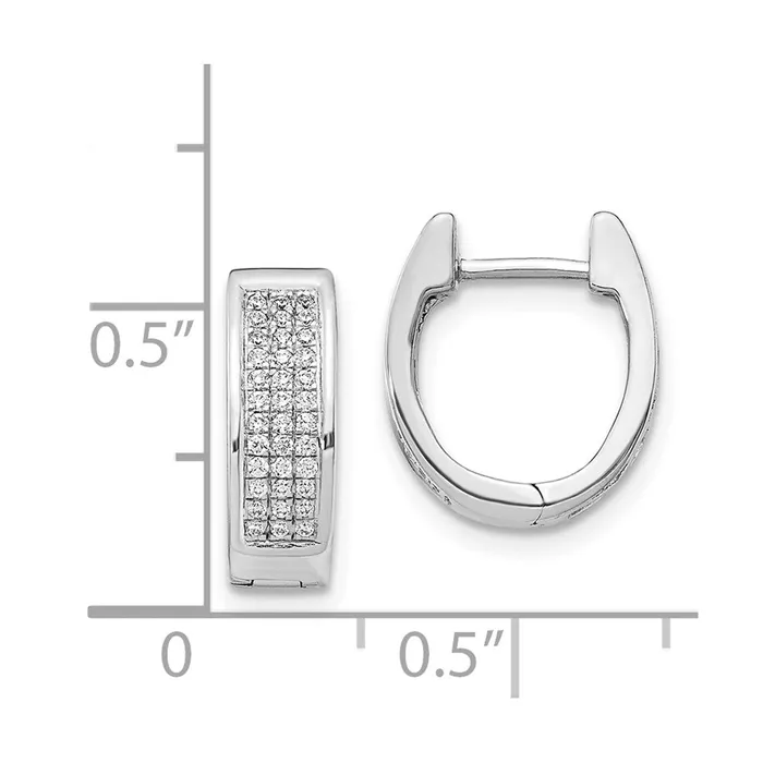 Goldia Earrings 14k White Gold Real Diamond Small Hinged Oval Hoop Earrings
