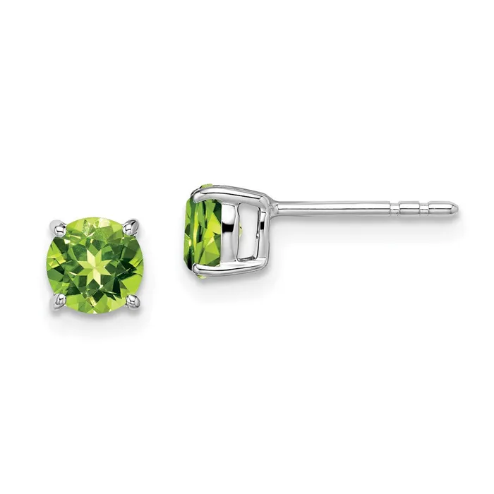 Goldia Earrings 14k White Gold Round Peridot Earrings