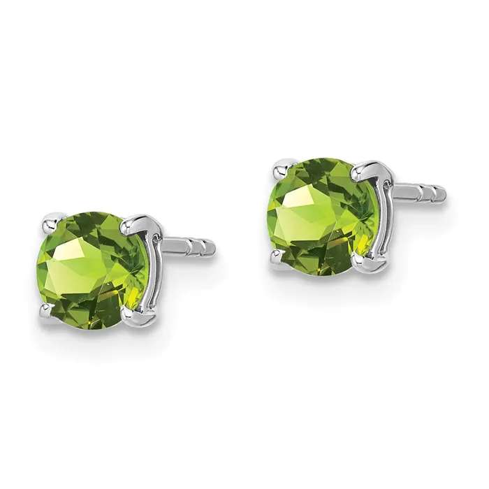 Goldia Earrings 14k White Gold Round Peridot Earrings