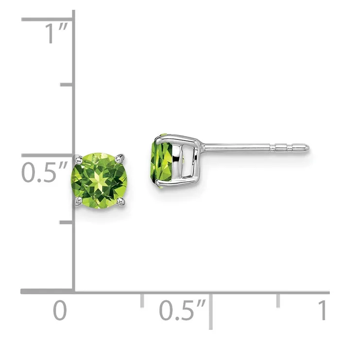 Goldia Earrings 14k White Gold Round Peridot Earrings