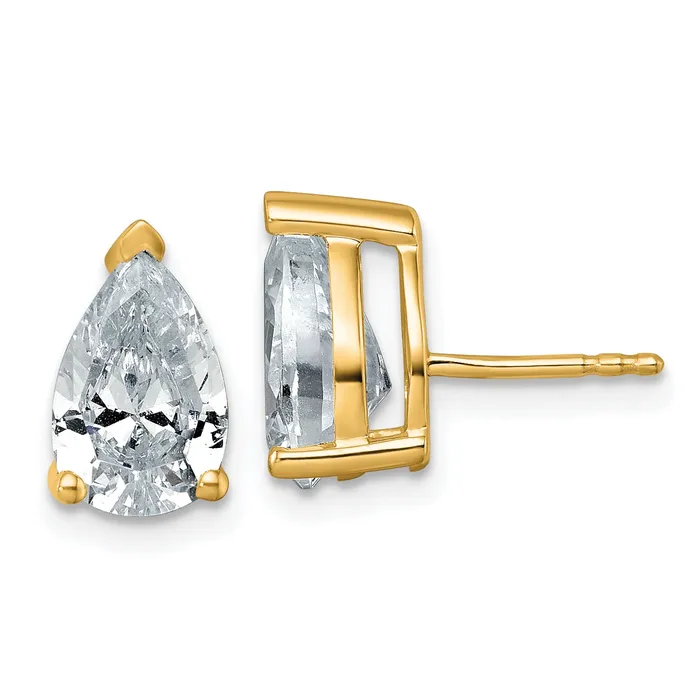 Goldia Earrings 14k Yellow Gold 4 ctw Lab Grown Diamond VSSI G Pear 4 Prong Heavy Wt Stud Earrings Goldia Earrings 14k Yellow Gold 4 ctw Lab Grown Diamond VSSI G Pear 4 Prong Heavy Wt Stud Earrings