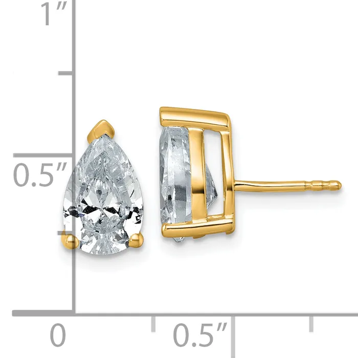 Goldia Earrings 14k Yellow Gold 4 ctw Lab Grown Diamond VSSI G Pear 4 Prong Heavy Wt Stud Earrings