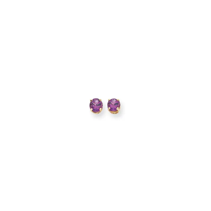 Goldia Earrings 14k Yellow Gold 5mm Amethyst Checker Earrings