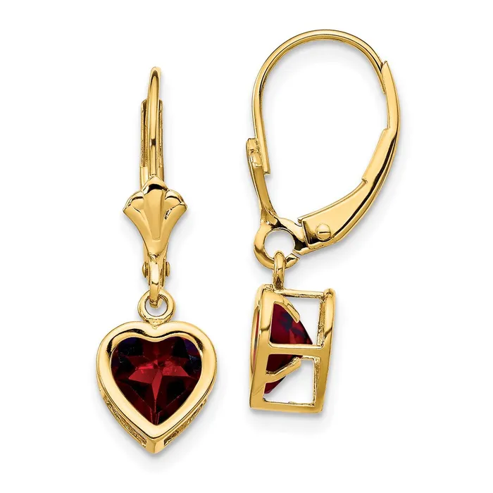 Goldia Earrings 14k Yellow Gold 6mm Heart Garnet Earrings
