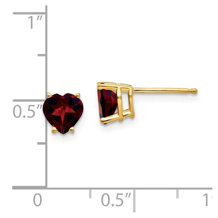 Goldia Earrings 14k Yellow Gold 6mm Heart Garnet Earrings