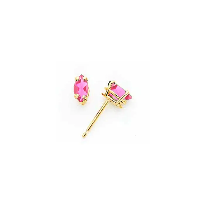 Goldia Earrings 14k Yellow Gold 6x3mm Marquise Pink Tourmaline earring
