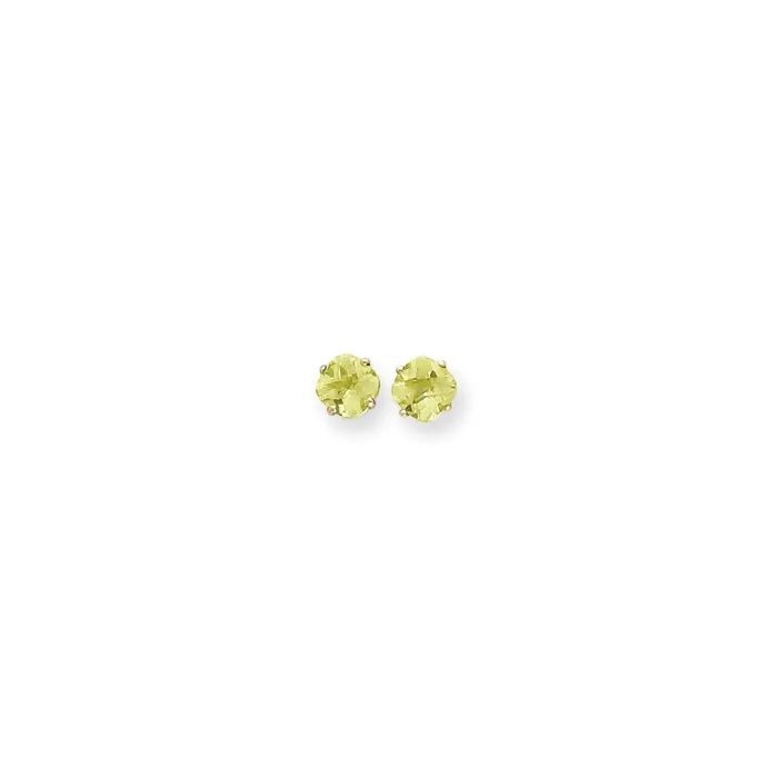 Goldia Earrings 14k Yellow Gold 6x6mm Cushion Peridot Checker Earrings