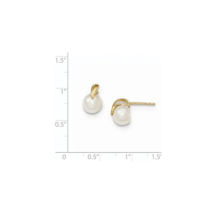 Goldia Earrings 14K Yellow Gold 78mm Button FW Cultured Pearl Post Earrings