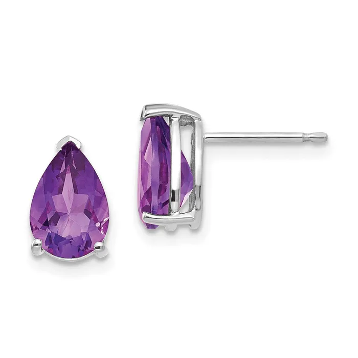 Goldia Earrings 14k Yellow Gold Amethyst Pear Stud Earrings