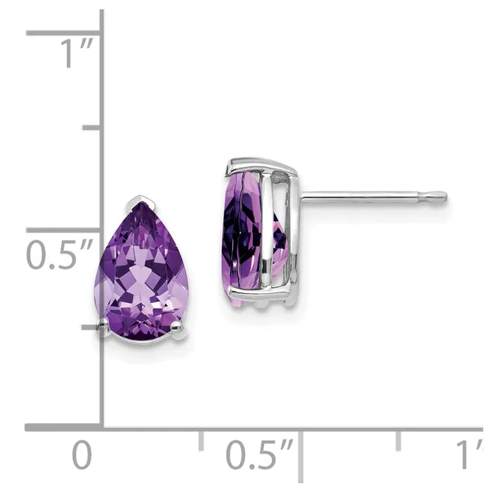 Goldia Earrings 14k Yellow Gold Amethyst Pear Stud Earrings