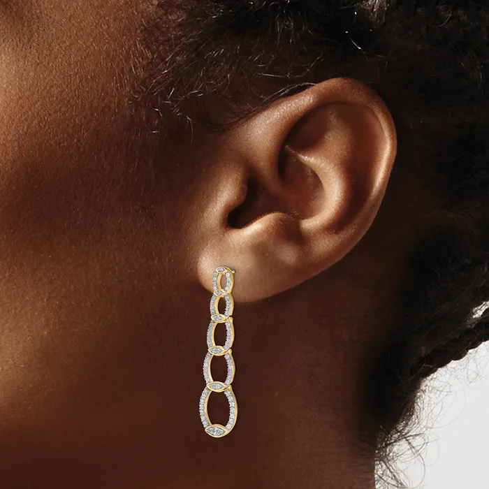 Goldia Earrings 14k Yellow Gold Lab Grown Diamond VSSI G Drop Post Earrings