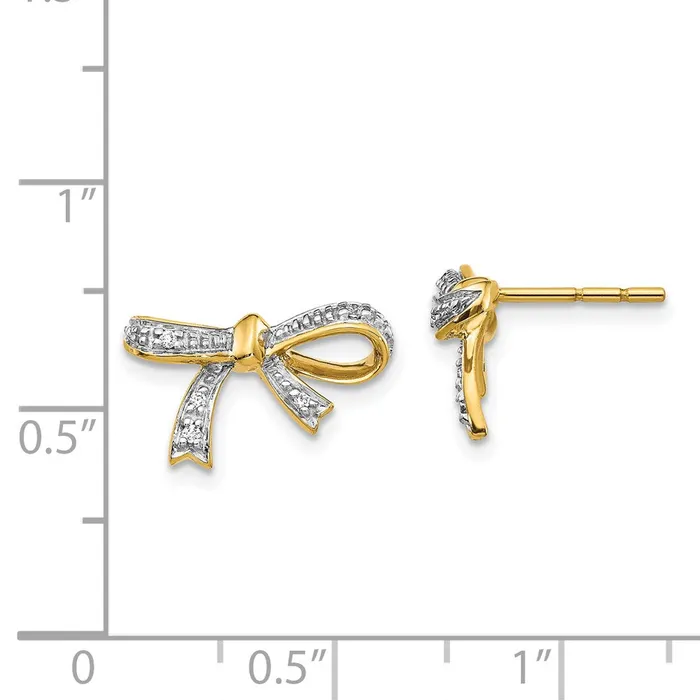 Goldia Earrings 14k Yellow Gold Real Diamond Bow Post Earrings