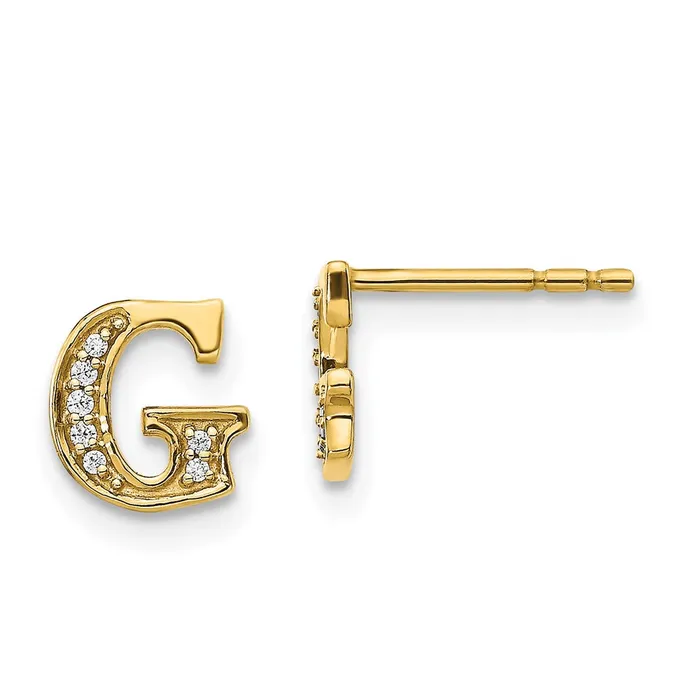 Goldia Earrings 14k Yellow Gold Real Diamond Initial G Earrings