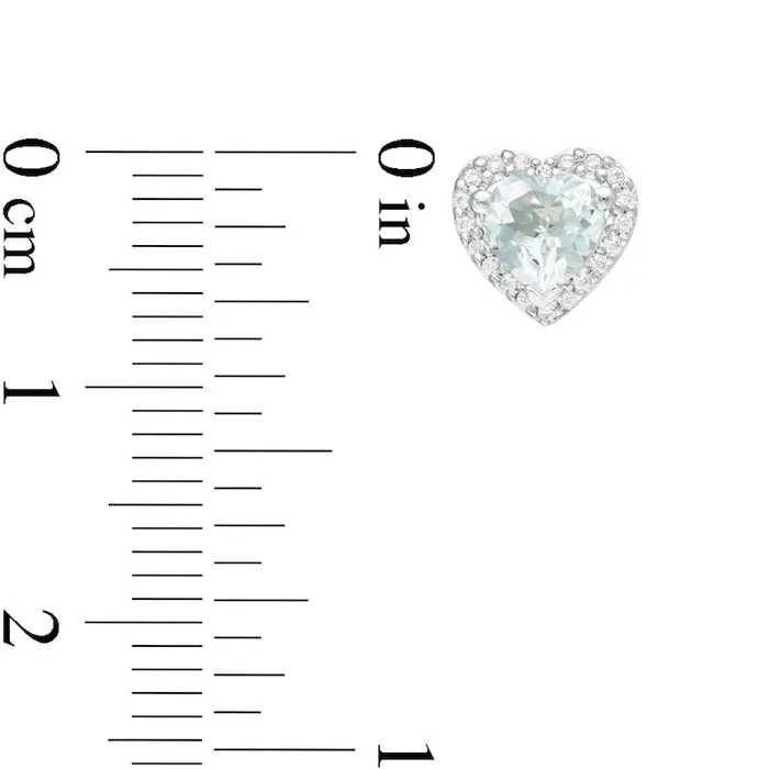 Goldia Earrings 50mm Aquamarine and 013 CT TW Diamond Frame Heart Stud Earrings in 10K White Gold Goldia Earrings 50mm Aquamarine and 013 CT TW Diamond Frame Heart Stud Earrings in 10K White Gold