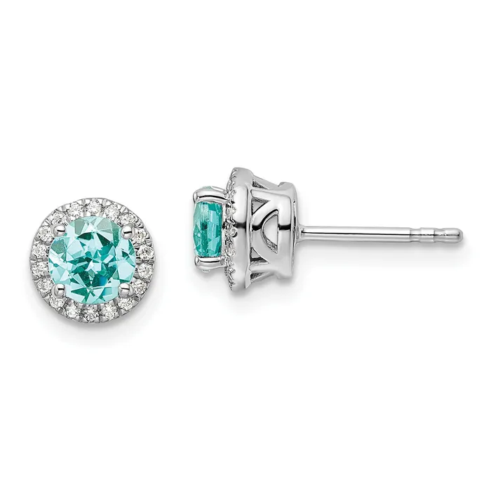 Goldia Earrings Pure Serenity 14k White Gold 18 Ct Lab Grown Diamond VSSI G and Lab Created Paraiba Post Earrings Goldia Earrings Pure Serenity 14k White Gold 18 Ct Lab Grown Diamond VSSI G and Lab Created Paraiba Post Earrings
