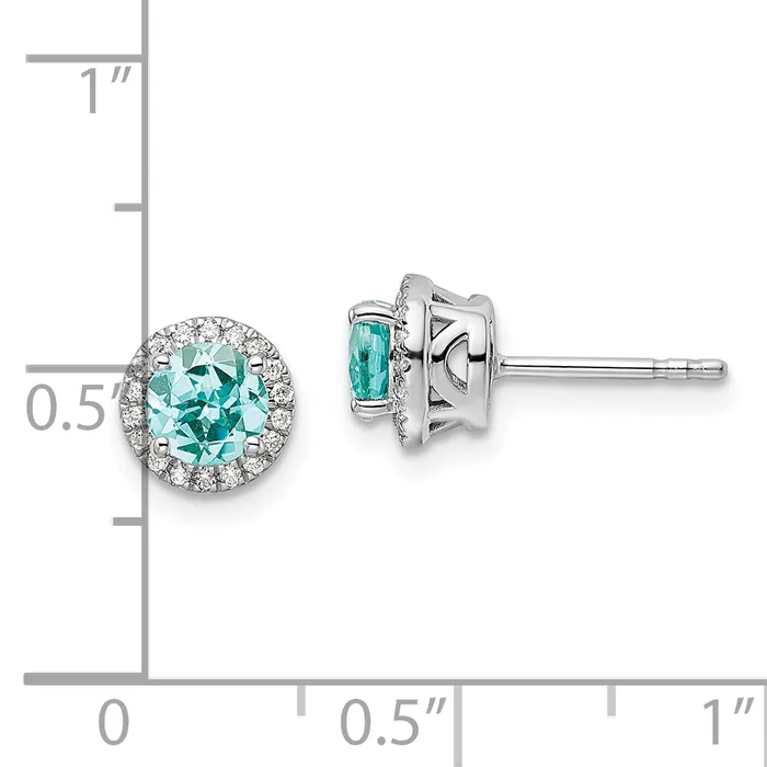 Goldia Earrings Pure Serenity 14k White Gold 18 Ct Lab Grown Diamond VSSI G and Lab Created Paraiba Post Earrings