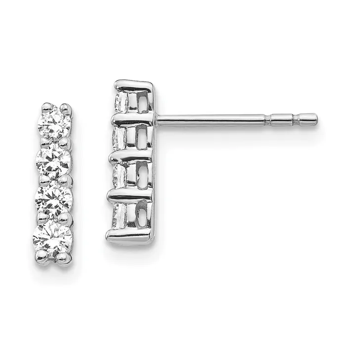 Goldia Earrings Solid 14k White Gold 4stone Simulated CZ Post Earrings