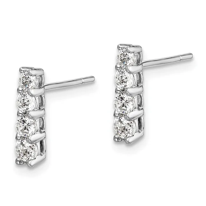 Goldia Earrings Solid 14k White Gold 4stone Simulated CZ Post Earrings Goldia Earrings Solid 14k White Gold 4stone Simulated CZ Post Earrings