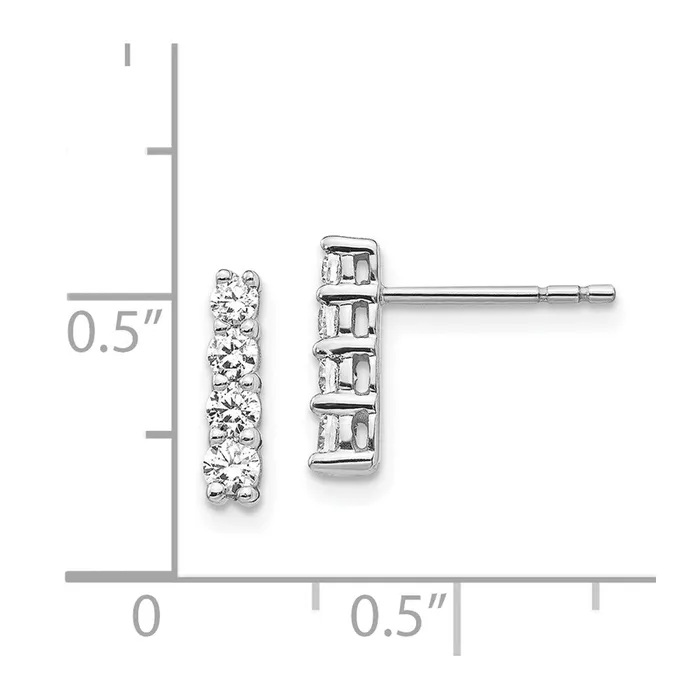Goldia Earrings Solid 14k White Gold 4stone Simulated CZ Post Earrings Goldia Earrings Solid 14k White Gold 4stone Simulated CZ Post Earrings